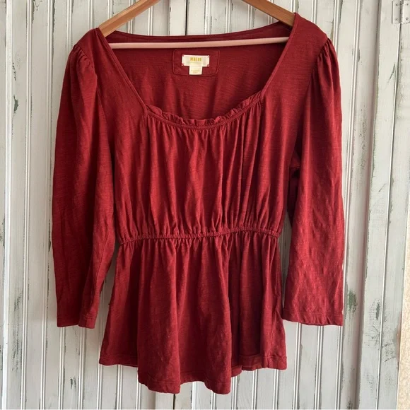 Anthropologie Red Peplum Blouse - Picture 4 of 10
